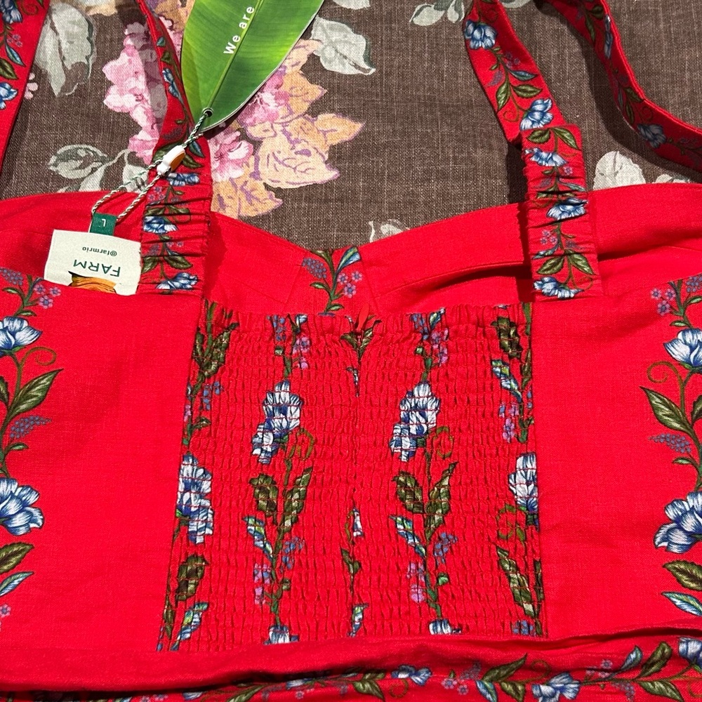 FARM Rio Sweet Bloom Bouquet Linen Blend Dress - Picture 10 of 10